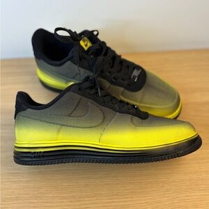 Nike Men's Lunar Force 1 VT Black and Yellow Mesh Sneakers Mens 9.5